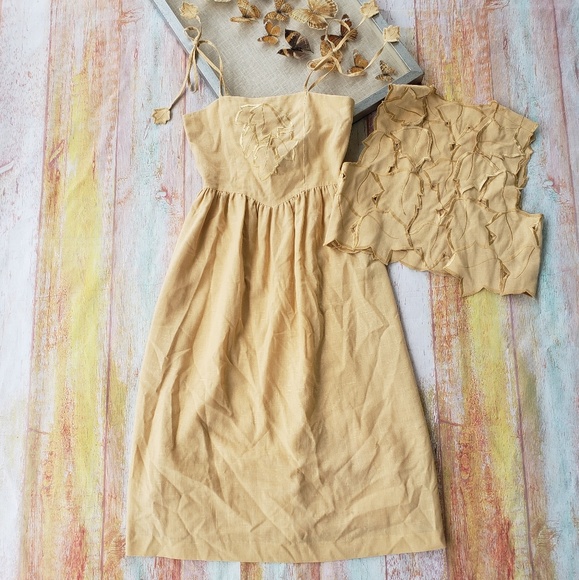 Vintage Dresses & Skirts - Prue Acton Vintage Embroidered Leaf Day Dress XS
